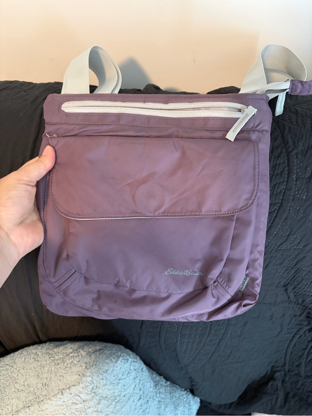 Eddie Bauer Mauve Nylon Messenger Bag with Light Strap